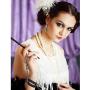 Hicarer 2 Pieces 1920s Flapper Bracelet Ring Set Imitation Pearl Crystal Bracelet for Women