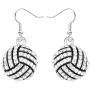 MANZHEN Silver Clear Crystal Volleyball Dangle Earrings Fashion Sports Ball Earring Jewelry