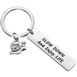 ENSIANTH Slow Down and Enjoy Life Keychain Friend Inspiring Gift Snail Lovers Gift Animal Positive Jewelry