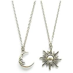 Ziper Moon and Sun Friendship Pendant Necklace BFF Jewelry Necklaces,Gift for Women Sun Charm