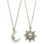 Ziper Moon and Sun Friendship Pendant Necklace BFF Jewelry Necklaces,Gift for Women Sun Charm