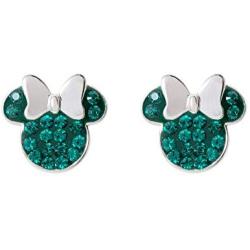 Disney Minnie Mouse Birthstone Jewelry for Women and Girls, Sterling Silver Pave Crystal Stud Earrings