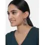 Aheli Tradional Oxidised Silver Antique Design Stone Studded Dangler Earrings for Women Girls
