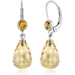 Gem Stone King 925 Sterling Silver Briolette Citrine Womens Drop Earrings 10.00 Ctw Gemstone Birthstone