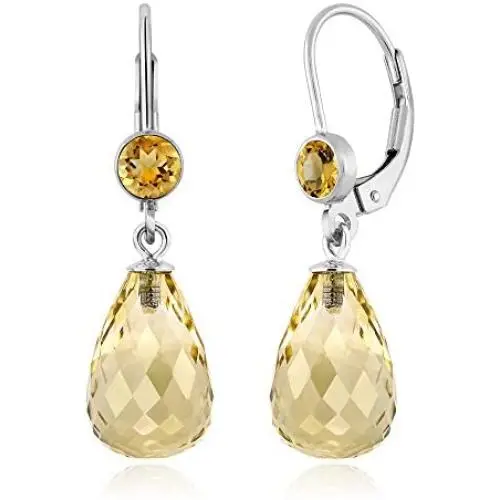 Gem Stone King 925 Sterling Silver Briolette Citrine Womens Drop Earrings 10.00 Ctw Gemstone Birthstone