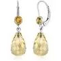 Gem Stone King 925 Sterling Silver Briolette Citrine Womens Drop Earrings 10.00 Ctw Gemstone Birthstone