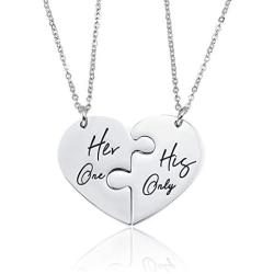 LIUANAN Inspirational Matching Heart Necklaces for Women Stainless Steel Personalized Jewelry Gift for Birthday