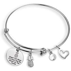 Eigso Pineapple Bracelet Stand Tall Wear a Crown Inspirational Pineapple Themed Jewelry IVF Gifts Tropical Bracelet