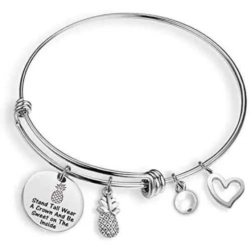Eigso Pineapple Bracelet Stand Tall Wear a Crown Inspirational Pineapple Themed Jewelry IVF Gifts Tropical Bracelet Eigso Pineapple Bracelet Stand Tall Wear a Crown Inspirational Pineapple Themed Jewelry IVF Gifts Tropical Bracelet