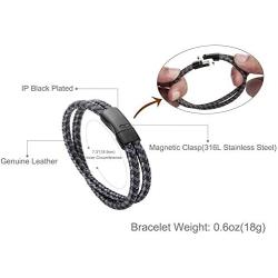 murtoo Mens Bracelet Leather Braided, Brown and Black Leather Bracelet for Men