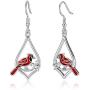 Cardinal Earrings 925 Sterling Silver Cute Red Bird Drop Dangle Earrings Hypoallergenic Jewelry Memorial Gifts for Women Friends