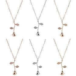 6 Pcs Rose Pendant Flower Necklaces Gold/Silver/Rose Gold Elegant Long Rose Pendant Necklaces for Women Girls Teens Birthday Anniversary Valentines Day Jewelry Gifts