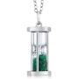Gem Stone King 925 Sterling Silver Hourglass Pendant Necklace For Women with 0.75 Ct Emerald Dust and 18 Inch Silver Chain