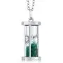 Gem Stone King 925 Sterling Silver Hourglass Pendant Necklace For Women with 0.75 Ct Emerald Dust and 18 Inch Silver Chain