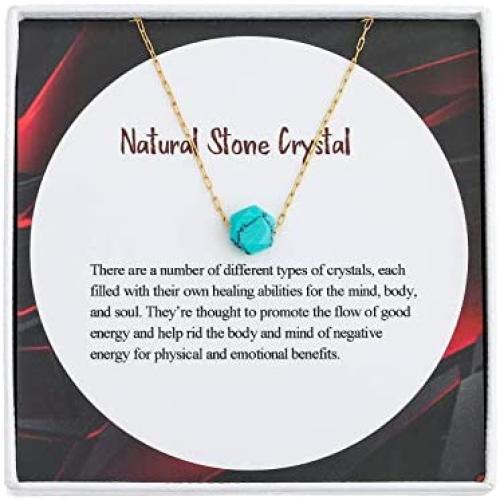 IUNIQUEEN Natural Stone Bead Necklace 18 K Gold Filled Stainless Steel Chain Choker Necklaces for Women … …