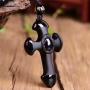 Obsidian crystal cross Amulet necklace pendant with adjustable bead chain for women or men