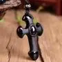 Obsidian crystal cross Amulet necklace pendant with adjustable bead chain for women or men Obsidian crystal cross Amulet necklace pendant with adjustable bead chain for women or men