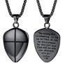 FaithHeart Shield of Faith Ephesians 6:16-17/Ephesians 6:10 Pendant Necklace Stainless Steel Joshua 1:9 Cross Amulet Necklace, Customize Available (Send Brand Box)
