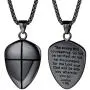 FaithHeart Shield of Faith Ephesians 6:16-17/Ephesians 6:10 Pendant Necklace Stainless Steel Joshua 1:9 Cross Amulet Necklace, Customize Available (Send Brand Box)