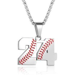 TLIWWF Inspiration Baseball Jersey Number Necklace Stainless Steel Charms Number Pendant for Boys Men