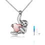 YFN Sloth Necklace Sterling Silver Sloth Cremation Urn Necklaces for Ashes Heart Memory Jewelry Sloth Gifts for Women Men