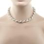 Gem Stone King 17 Inch White Cultured Freshwater Pearl & Blue Crystal Mash Necklace + Bracelet 6.5 Inch