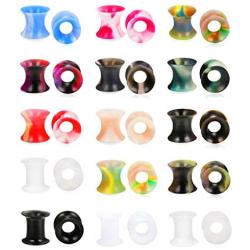 Hanpabum 30PCS Ear Gauges Stretching Kit Thin Soft Silicone Plugs Ear Skin Flexible Flesh Tunnel Expander Gauge 0G 00G 1/2''