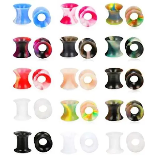 Hanpabum 30PCS Ear Gauges Stretching Kit Thin Soft Silicone Plugs Ear Skin Flexible Flesh Tunnel Expander Gauge 0G 00G 1/2'' Hanpabum 30PCS Ear Gauges Stretching Kit Thin Soft Silicone Plugs Ear Skin Flexible Flesh Tunnel Expander Gauge 0G 00G 1/2''