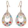 Gold Plated Multicolor Shiny Cubic Zircon Dangle Earrings Bohemia Rose Gold Waterdrop Bridal Drop Earrings filled Crystal for Women Girls Birthday Party Wedding Jewelry