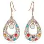 Gold Plated Multicolor Shiny Cubic Zircon Dangle Earrings Bohemia Rose Gold Waterdrop Bridal Drop Earrings filled Crystal for Women Girls Birthday Party Wedding Jewelry