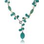 Gem Stone King 24 Inch Simulated Turquoise Color and White Cultured Freshwater Pearl Necklace with Toggle Hook