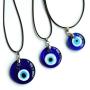 Pingyongchang Antique Deep Sea Blue Evil Eye Pendant Necklace Turkish Blue Eye Necklace Glass Eye Leather Rope Chain