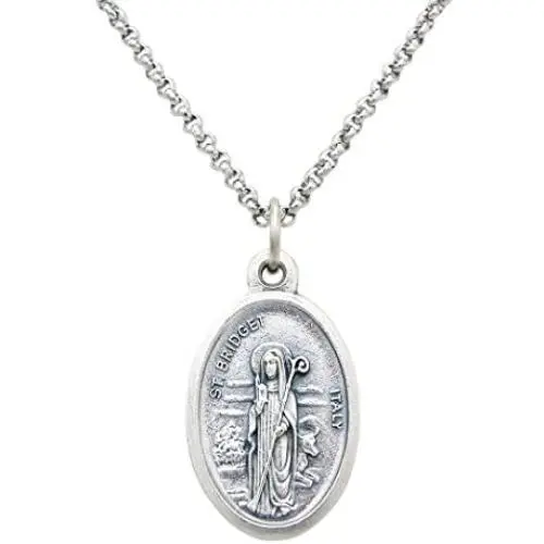 Rosemarie Collections Irish Religious Medal St Bridget and St Patrick Pendant Necklace Rosemarie Collections Irish Religious Medal St Bridget and St Patrick Pendant Necklace