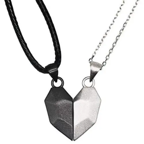 SWAGITLOUD 925 Sterling Silver Mutual Attraction Braided Couple Distance Necklaces He and She Love Heart Pendants with Magnet 2 PCS Gift Jewelry Set for Women Men