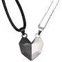 SWAGITLOUD 925 Sterling Silver Mutual Attraction Braided Couple Distance Necklaces He and She Love Heart Pendants with Magnet 2 PCS Gift Jewelry Set for Women Men
