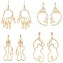 Gold Face Earrings Abstract Design - MOOKOO 4 Pair Hollow Picasso Hand Geometric Statement Earrings for Girls Teens Women