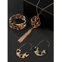 Hicarer 3 Pieces Leopard Bracelets Bohemia Leopard Earrings Necklace for Women Girls (Oval Earring Set)