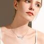 Cat Necklace, 925 Sterling Silver with 18K Rose Gold Plated Rose Pendant, Two Tone Minimalist Cat Jewelry Mother Day Gift for Women Cat Lover Girlfriend Daughter with Gift Box