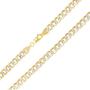 Nuragold 14k Yellow Gold 7mm Cuban Chain Curb Link Diamond Cut Pave Two Tone Bracelet, Mens Womens Lobster Lock 7'' 7.5'' 8'' 8.5'' 9''