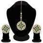 Aheli Wedding Wear Faux Kundan Beaded Round Earrings with Maang Tikka Set Ethnic Indian Jewelry for Women