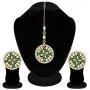Aheli Wedding Wear Faux Kundan Beaded Round Earrings with Maang Tikka Set Ethnic Indian Jewelry for Women