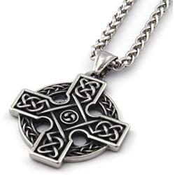 GUNGNEER Stainless Steel Interwoven Celtic Eternity Circle Knot Pendant Necklace Love Infinity Jewelry Men Women