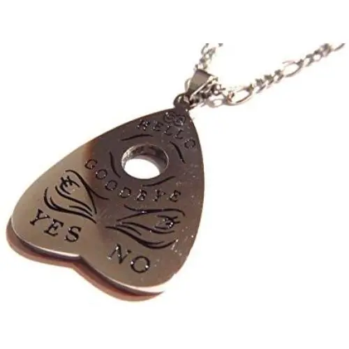 Silver Tone Metal Ouija Board Planchette Pendant Chain Necklace Gothic Spooky Halloween Psychobilly Punk Silver Tone Metal Ouija Board Planchette Pendant Chain Necklace Gothic Spooky Halloween Psychobilly Punk
