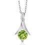 Gem Stone King 925 Sterling Silver Green Peridot Pendant and Earrings Set 3.00 Ct Round Gemstone Birthstone For Women with 18 Inch Chain