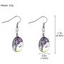 Tree of Life Dried Pressed Real Flowers Teardrop Drop Earrings Glass Hook Earrings（purple）