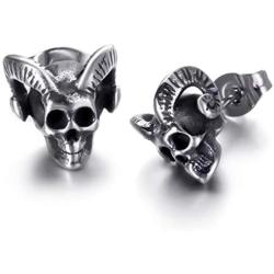 Baphomet Goat Satanic Inverted Pentagram Stud Earring Seal of Satan Sigil of Lucifer Devil Demon Stainless Steel Earrings