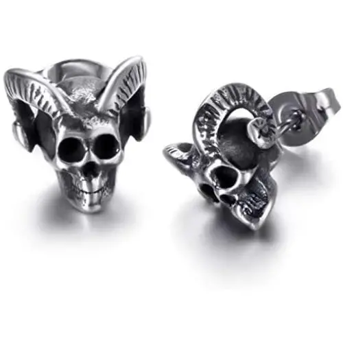 Baphomet Goat Satanic Inverted Pentagram Stud Earring Seal of Satan Sigil of Lucifer Devil Demon Stainless Steel Earrings
