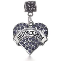 Inspired Silver - Silver Pave Heart Charm for Bracelet with Cubic Zirconia Jewelry