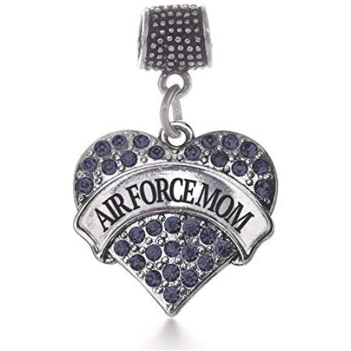 Inspired Silver - Silver Pave Heart Charm for Bracelet with Cubic Zirconia Jewelry