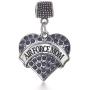Inspired Silver - Silver Pave Heart Charm for Bracelet with Cubic Zirconia Jewelry